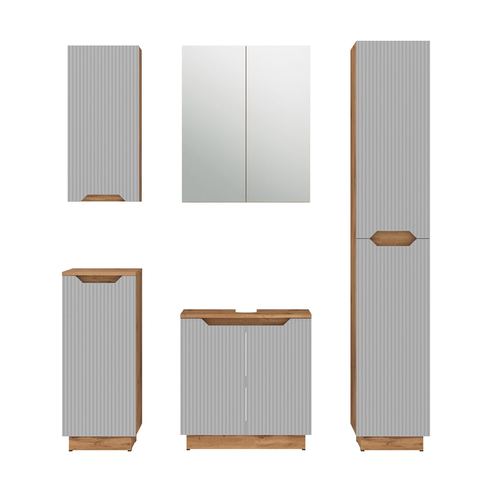wohnli-moebel-suche-M26076331 Wohnli Möbelsuche - Badmöbel-Set 5 Teile Eiche/grau gestreift 59.8x62.1cm