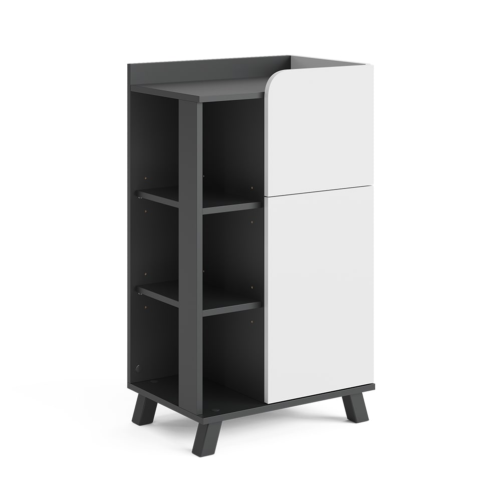 wohnli-moebel-suche-M26076337 Wohnli Möbelsuche - Midischrank mit Tür und Schublade Anthrazit/Weiß 50x90cm