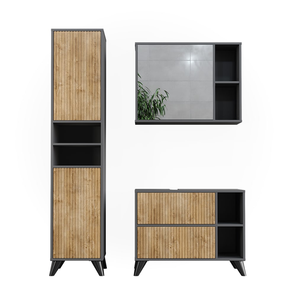 wohnli-moebel-suche-M26076342 Wohnli Möbelsuche - Badmöbel-Set 80 cm Set 3 Anthrazit/Bergeiche 80x62cm