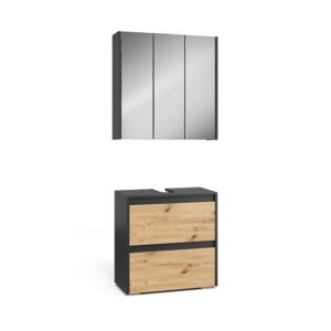 wohnli-moebel-suche-M26076344 Wohnli Möbelsuche - Badmöbel-Set 2 Teile Anthrazit/Artisan 60.1x62cm
