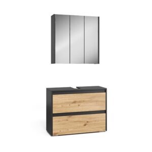 wohnli-moebel-suche-M26076349 Wohnli Möbelsuche - Badmöbel-Set 2 Teile Anthrazit/Artisan 80.1x62cm