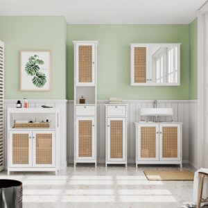 wohnli-moebel-suche-M26076354-1 Badmöbel-Set 5-teilig Weiß 60x58cm 60x58x35cm Spanplatte Weiß Vicco Möbel Badezimmermöbel