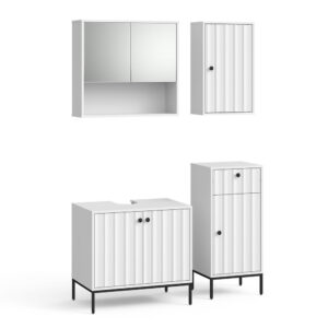 wohnli-moebel-suche-M26076359 Wohnli Möbelsuche - Badmöbel-Set 4 Teile Weiß Riffel 70x65cm