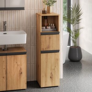 wohnli-moebel-suche-M26076361-1 Midischrank mit Schublade Artisan 30x112.6cm 30x113x35cm Spanplatte Braun Vicco Möbel Badezimmermöbel
