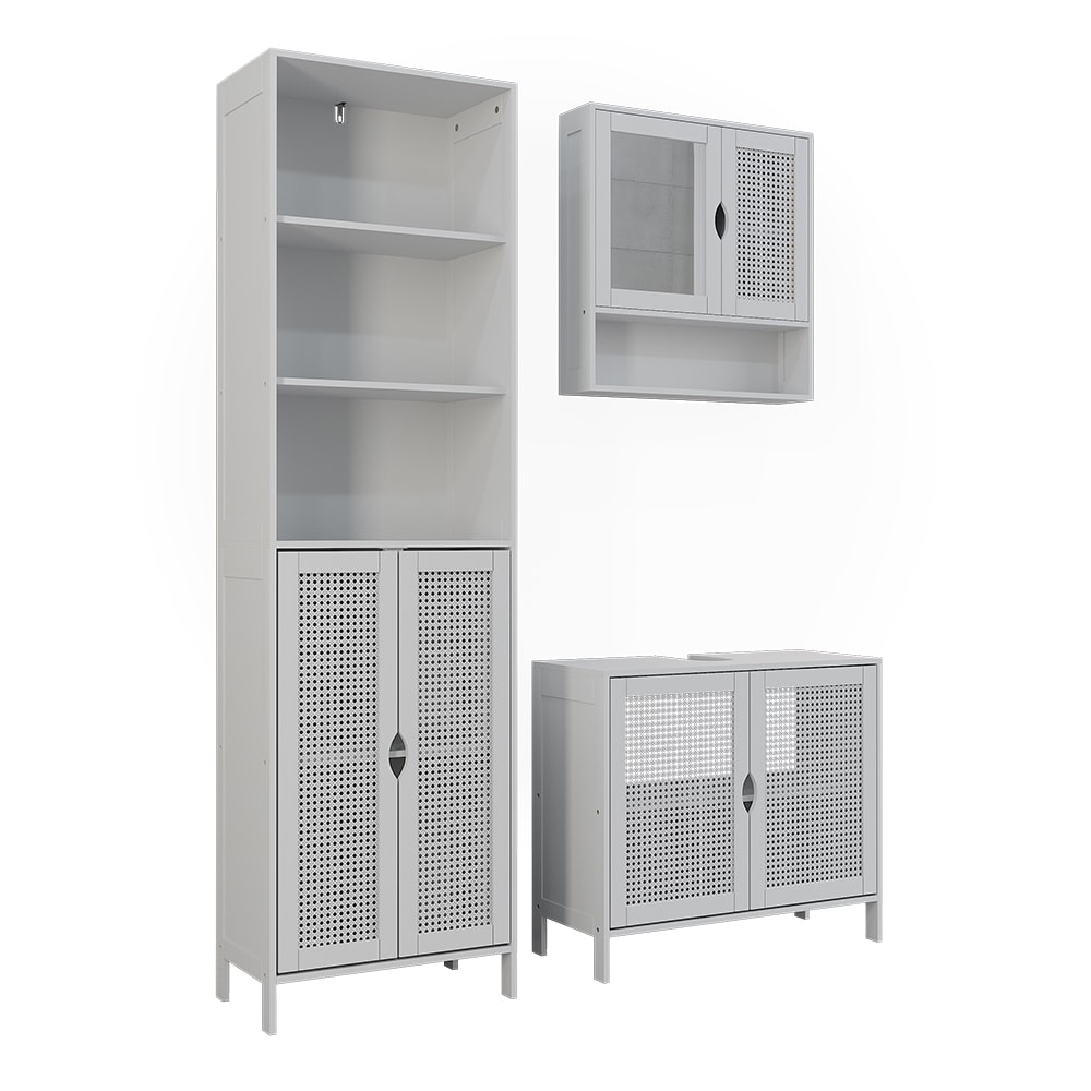 Wohnli Möbelsuche - Badmöbel-Set 3 Teile Weiß 68x60cm
