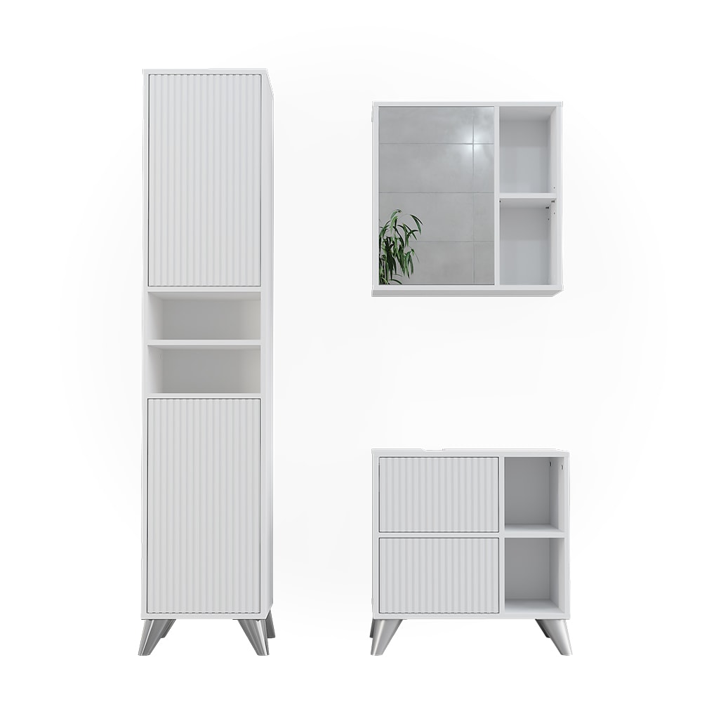 Wohnli Möbelsuche - Badmöbel-Set 3 Teile Weiß 60x60cm