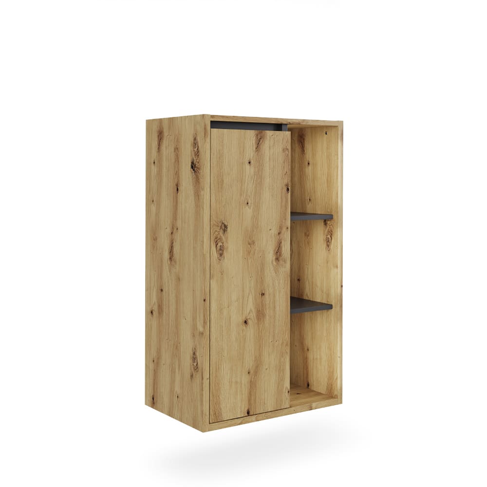wohnli-moebel-suche-M26076385 Wohnli Möbelsuche - Midischrank mit offenen Regalen Artisan/Grau 50x86cm