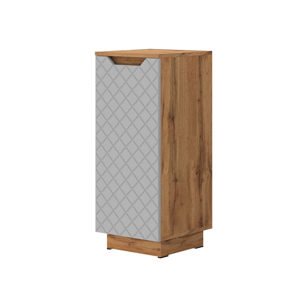 wohnli-moebel-suche-M26076390 Wohnli Möbelsuche - Midischrank Eiche/Grau mit Kachelstruktur 33.4x81.9cm