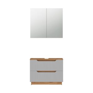 wohnli-moebel-suche-M26076403 Wohnli Möbelsuche - Badmöbel-Set 2 Teile Eiche/grau gestreift 79.6x62.5cm