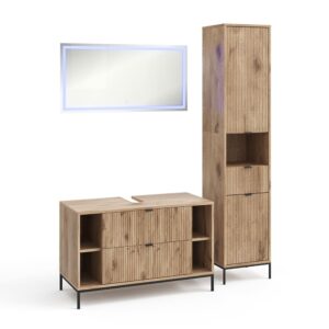Wohnli Möbelsuche - Badmöbel-Set 3 Teile Viking Oak 100x63cm