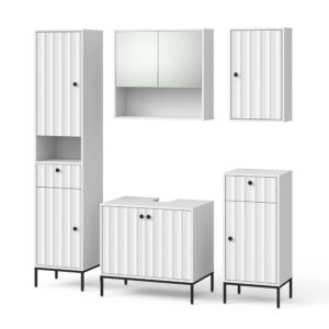 wohnli-moebel-suche-M26076409 Wohnli Möbelsuche - Badmöbel-Set 5 Teile Weiß Riffel 70x65cm