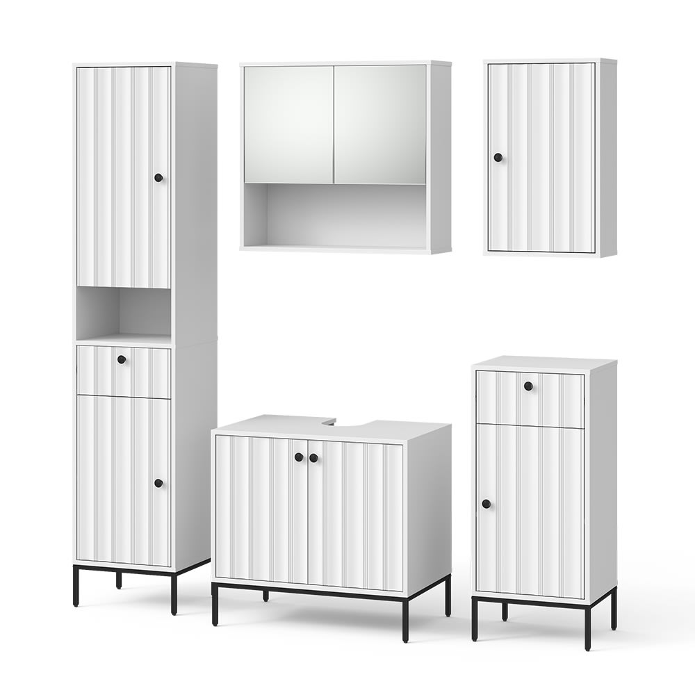 wohnli-moebel-suche-M26076409 Wohnli Möbelsuche - Badmöbel-Set 5 Teile Weiß Riffel 70x65cm