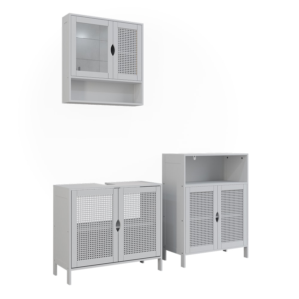 Wohnli Möbelsuche - Badmöbel-Set 3 Teile Weiß 68x60cm