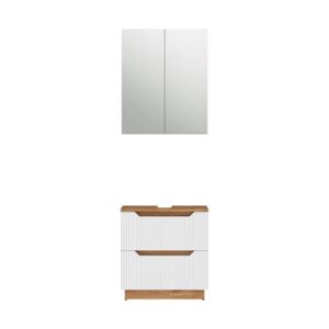 wohnli-moebel-suche-M26076416 Wohnli Möbelsuche - Badmöbel-Set 2 Teile Eiche/weiß gestreift 59.8x62.5cm