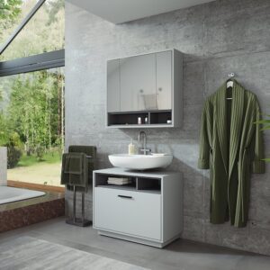 Badmöbel-Set 2 Teile Grau/Anthrazit 80x72cm 80x64x35cm Spanplatte Grau Vicco Möbel Badezimmermöbel