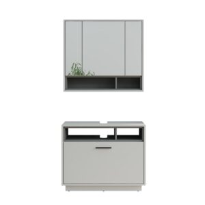 Wohnli Möbelsuche - Badmöbel-Set 2 Teile Grau/Anthrazit 80x72cm