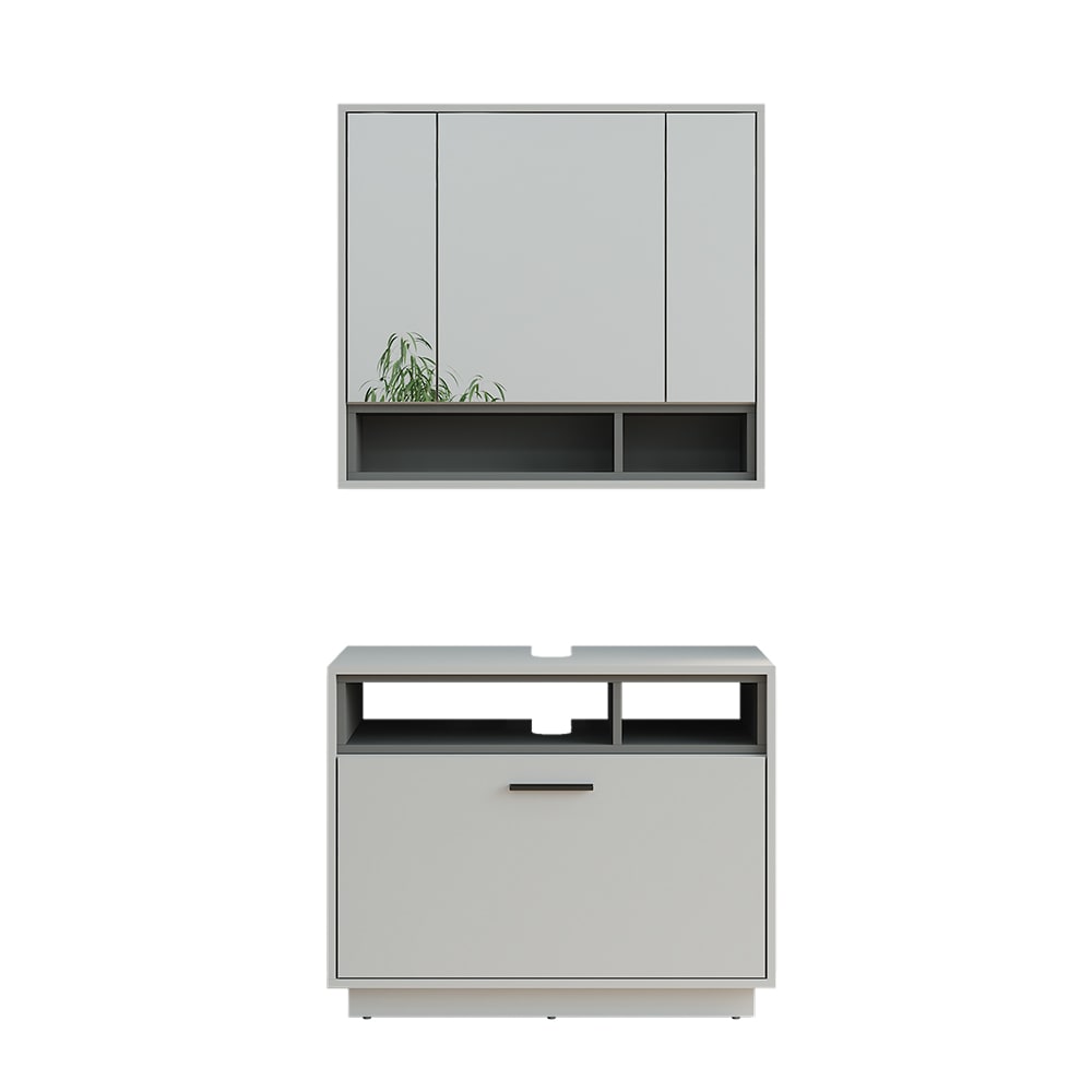 Wohnli Möbelsuche - Badmöbel-Set 2 Teile Grau/Anthrazit 80x72cm