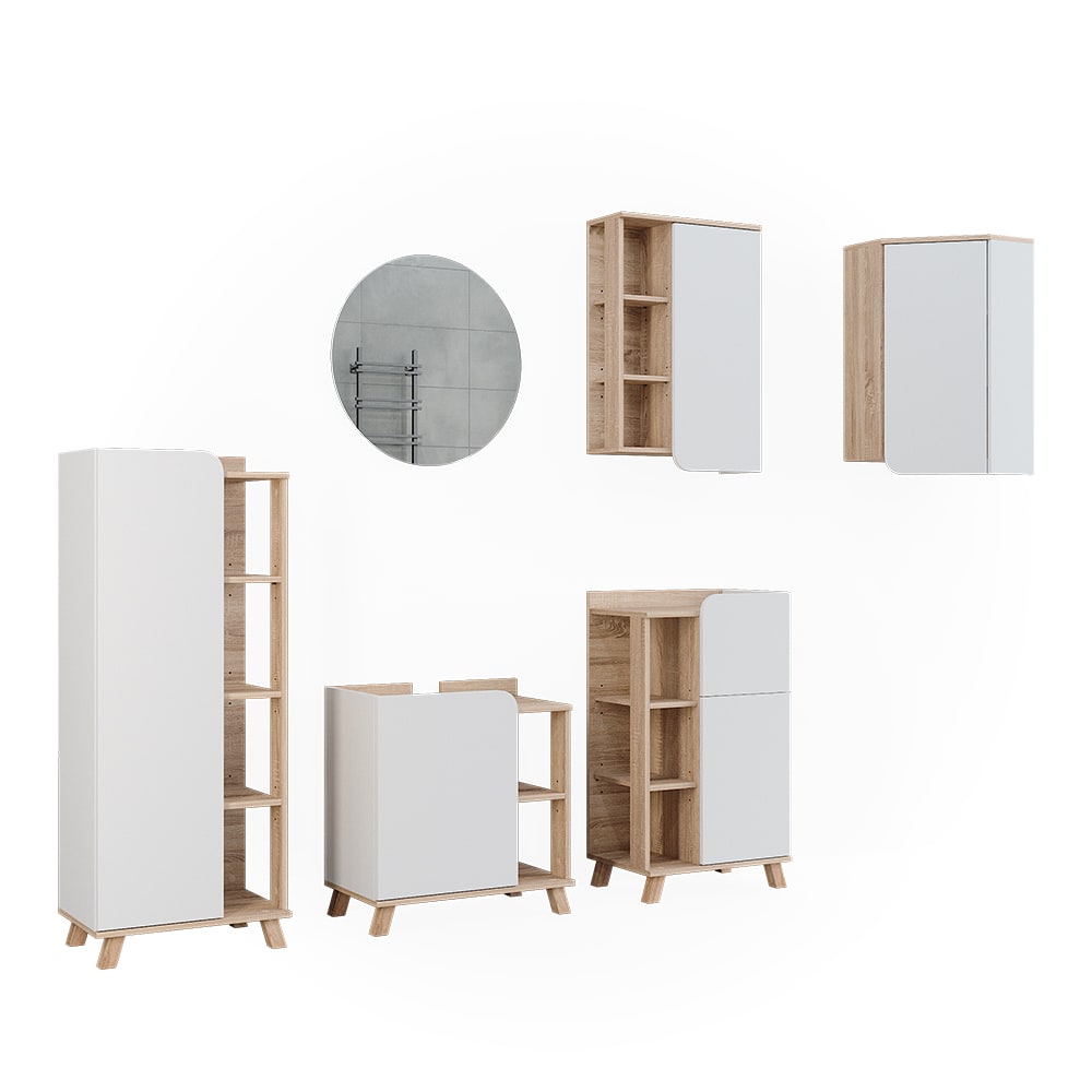 wohnli-moebel-suche-M26076429 Wohnli Möbelsuche - Badmöbel-Set 6 Teile Sonoma/Weiß 60x65cm