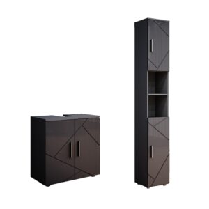 wohnli-moebel-suche-M26076439 Wohnli Möbelsuche - Badezimmermöbel-Set 2 Teile mit Hochschrank Anthrazit Hochglanz 30x192