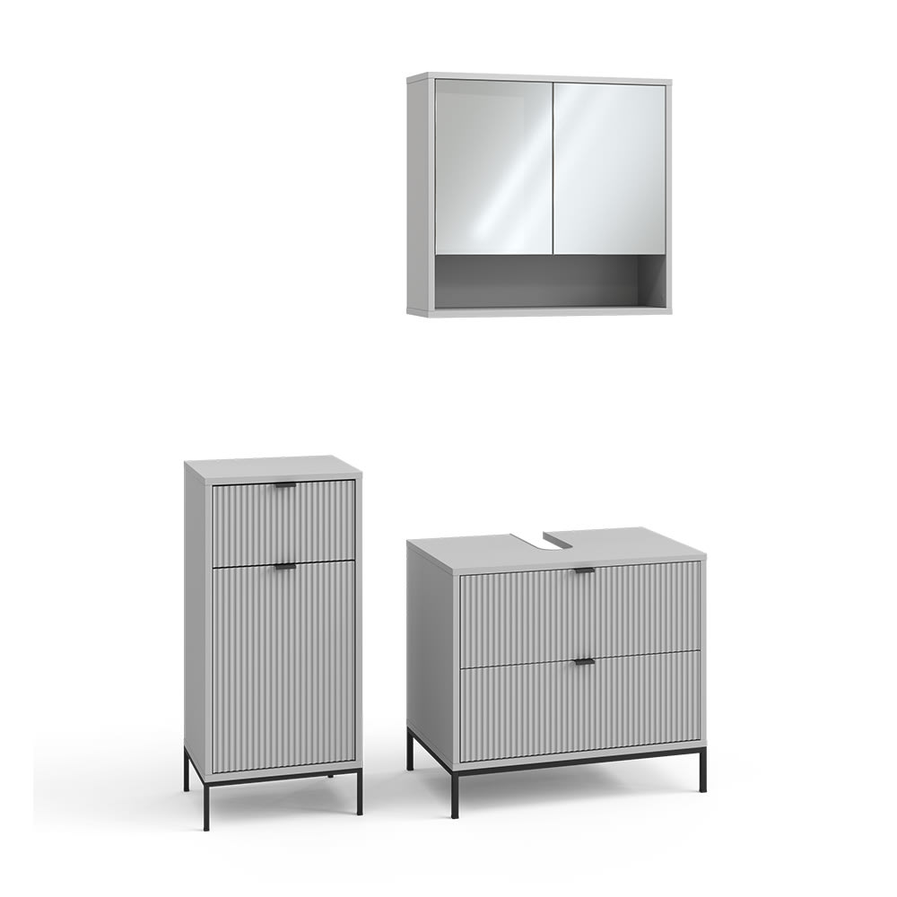 Wohnli Möbelsuche - Badmöbel-Set 3 Teile Grau 70x63cm