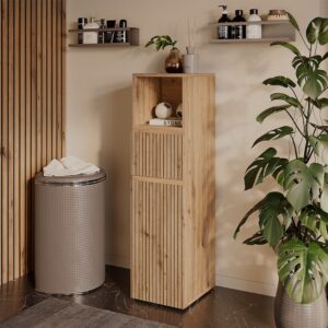 wohnli-moebel-suche-M26076458-1 Midischrank mit Schublade und Tür Artisan 30x112.6cm 30x113x35cm Spanplatte Braun Vicco Möbel Badezimmermöbel