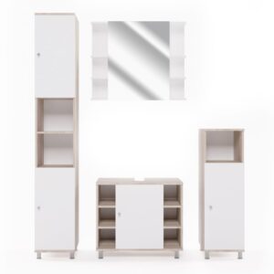wohnli-moebel-suche-M26076461 Wohnli Möbelsuche - Badmöbel-Set 4 Teile Sonoma/Weiß 60x54cm
