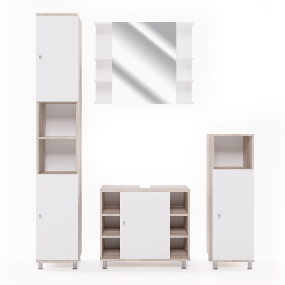 wohnli-moebel-suche-M26076461 Wohnli Möbelsuche - Badmöbel-Set 4 Teile Sonoma/Weiß 60x54cm