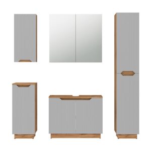 wohnli-moebel-suche-M26076467 Wohnli Möbelsuche - Badmöbel-Set 5 Teile Eiche/grau gestreift 79.6x62.1cm