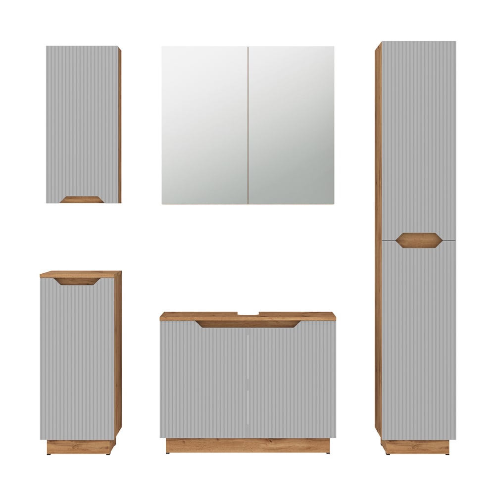 wohnli-moebel-suche-M26076467 Wohnli Möbelsuche - Badmöbel-Set 5 Teile Eiche/grau gestreift 79.6x62.1cm
