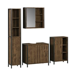 Wohnli Möbelsuche - Badmöbel-Set 4 Teile Eiche/Schwarz 75x65cm