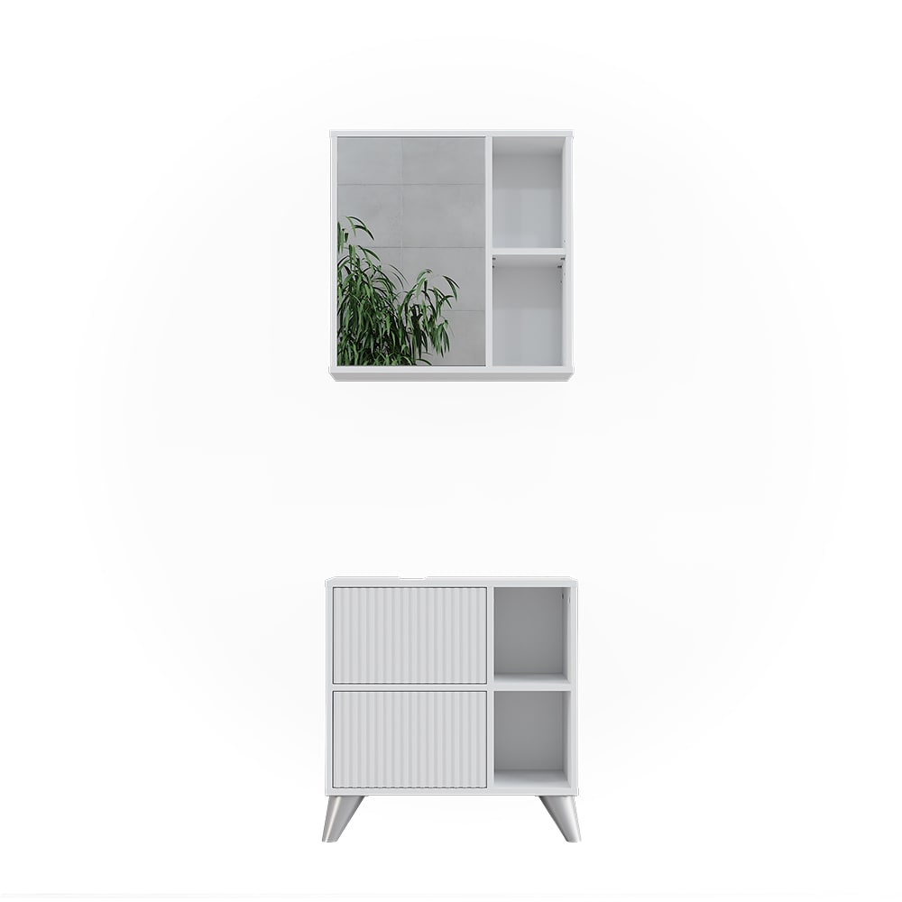 Wohnli Möbelsuche - Badmöbel-Set 2 Teile Weiß 60x62cm