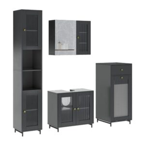 Wohnli Möbelsuche - Badmöbel-Set 4 Teile Grau 60x58cm