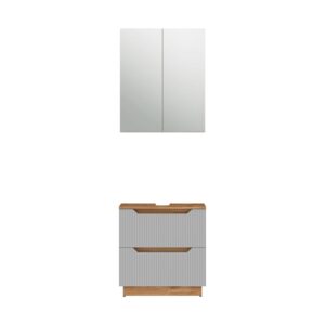 wohnli-moebel-suche-M26076490 Wohnli Möbelsuche - Badmöbel-Set 2 Teile Eiche/grau gestreift 59.8x62.5cm
