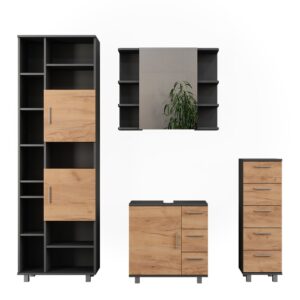 wohnli-moebel-suche-M26076508 Wohnli Möbelsuche - Badmöbel-Set 4 Teile mit Hochschrank und Midischrank Anthrazit