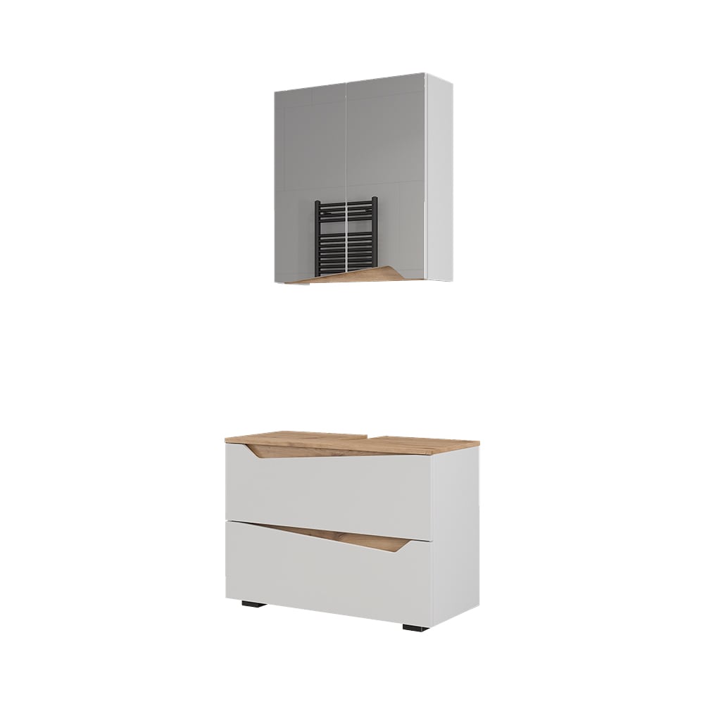 wohnli-moebel-suche-M26076517 Wohnli Möbelsuche - Badmöbel-Set 2 Teile Weiß/Artisan 80x57.5cm