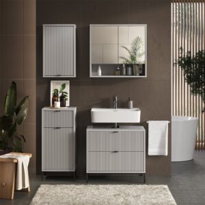 wohnli-moebel-suche-M26076519-1 Badmöbel-Set 4 Teile Grau 70x63cm 70x63x46cm Spanplatte Grau Vicco Möbel Badezimmermöbel