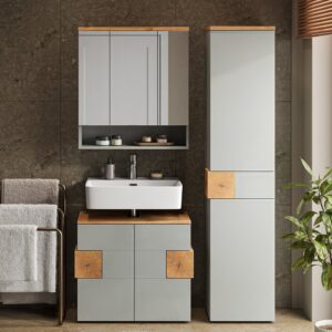 wohnli-moebel-suche-M26076522-1 Hochschrank mit 2 Türen & 1 Schublade Grau/Artisan 40x184.2cm 40x185x37cm Spanplatte Grau Vicco Möbel Badezimmermöbel Bad-Hochschränke