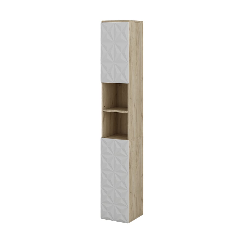 Wohnli Möbelsuche - Badschrank mit 2 Türen und 3 Fächer Weiß 30x189