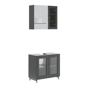 Wohnli Möbelsuche - Badmöbel-Set 2 Teile Grau 60x58cm