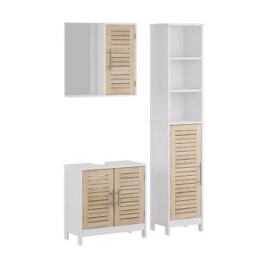 Wohnli Möbelsuche - Badmöbel-Set 3 Teile Weiß/Eiche 60x60cm