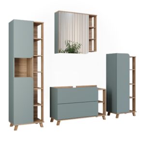 wohnli-moebel-suche-M26076551 Wohnli Möbelsuche - Badmöbel-Set 4 Teile Sonoma/Blau 100x65cm