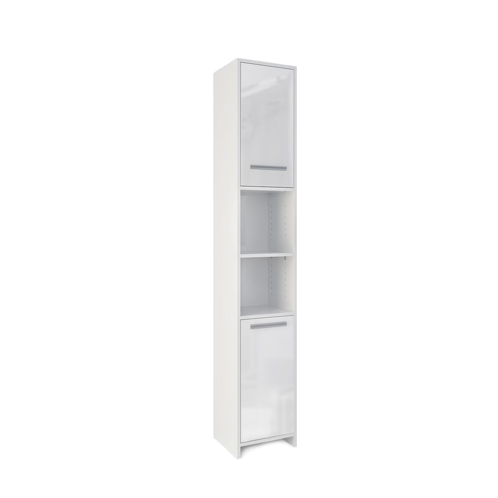 Wohnli Möbelsuche - Badschrank  Weiß Hochglanz/Weiß 30x190cm