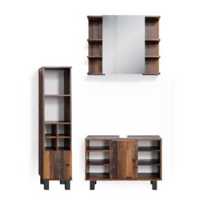 wohnli-moebel-suche-M26076564 Wohnli Möbelsuche - Badmöbel-Set 3 Teile mit Midischrank Tür klein Eiche rustikal 60x54cm