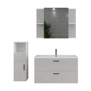 wohnli-moebel-suche-M26076580 Wohnli Möbelsuche - Badmöbel-Set 4 Teile Weiß Hochglanz 100x57cm