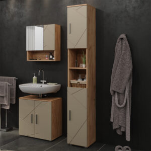 wohnli-moebel-suche-M26076608-1 Badschrank Goldkraft Eiche 30x192cm 30x192x30cm Spanplatte Beige Vicco Möbel Badezimmermöbel Bad-Hochschränke