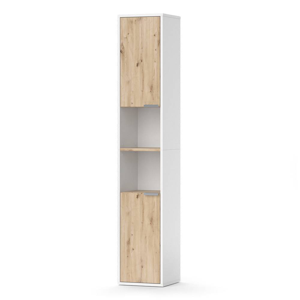 wohnli-moebel-suche-M26076617 Wohnli Möbelsuche - Badschrank mit Türen und offenen Fächern Weiß 30x165cm