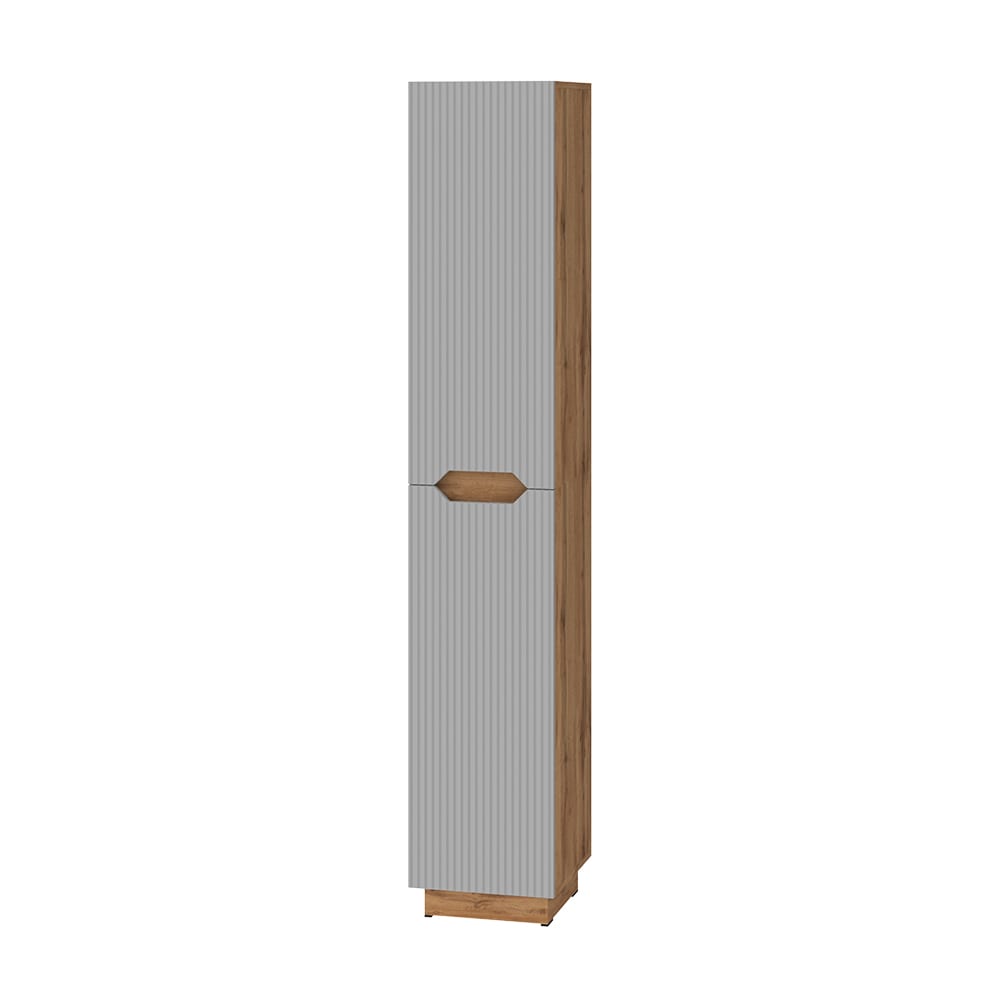 Wohnli Möbelsuche - Badschrank mit 2 Türen Eiche/grau gestreift 33x186cm