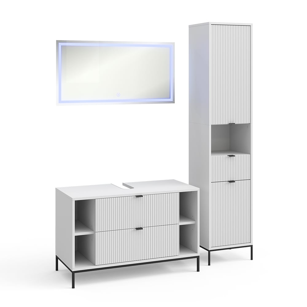 Wohnli Möbelsuche - Badmöbel-Set 3 Teile Weiß 100x63cm