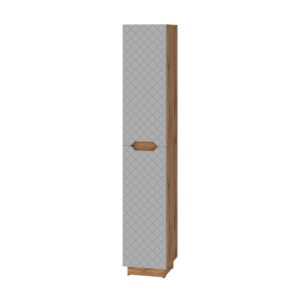 Wohnli Möbelsuche - Badschrank mit 2 Türen Eiche/Grau mit Kachelstruktur 33x186cm