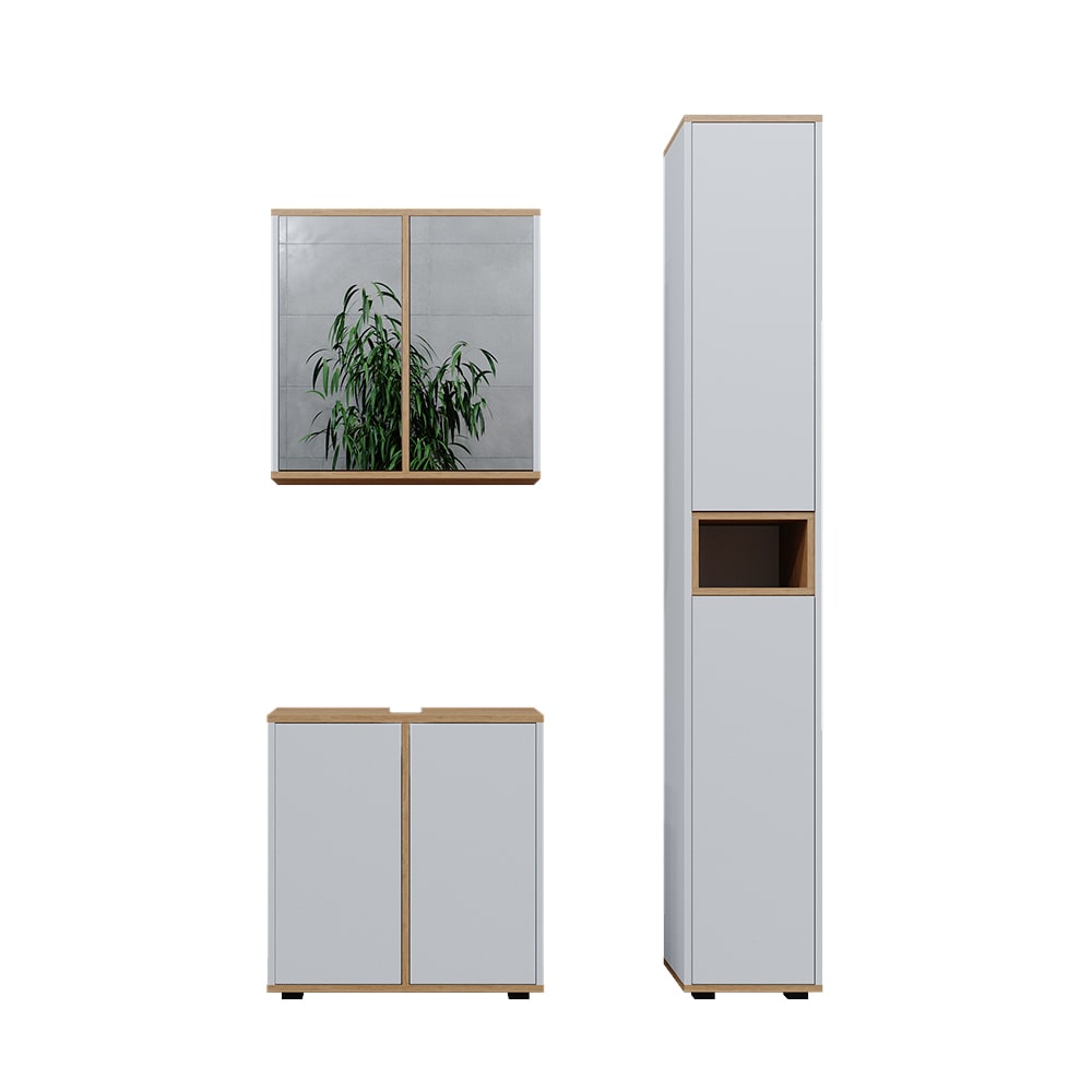 wohnli-moebel-suche-M26076628 Wohnli Möbelsuche - Badmöbel Set 3 Teile mit Hochschrank